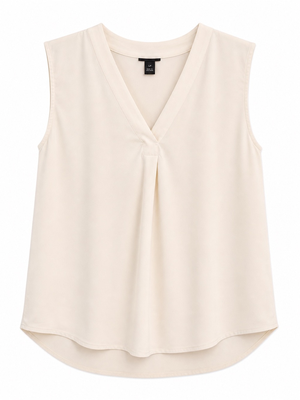 Ann Taylor White Sleeveless V-Neck Pleat Front Camisole